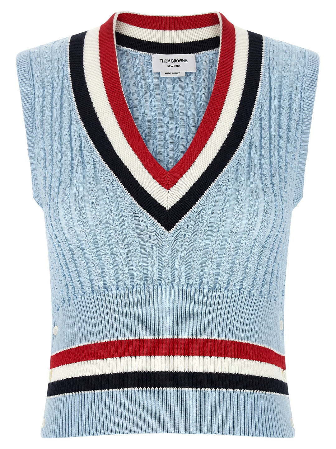 Thom Browne Rwb Gilet - Light Blue | f9bebce9576a3be14dfcf57e491b9b1d2411e7f7