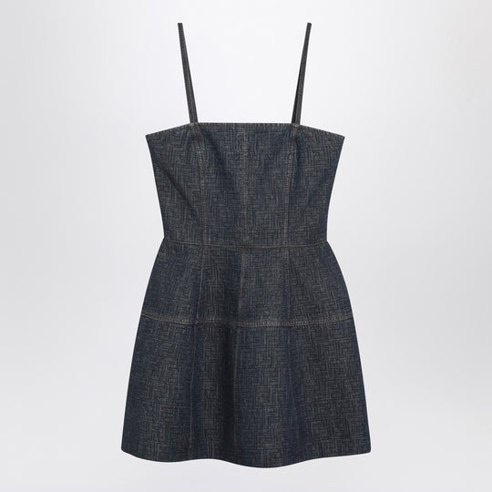 Dark Blue Ff Denim Bustier Dress