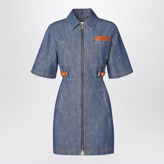 Navy Blue Chambray Dress