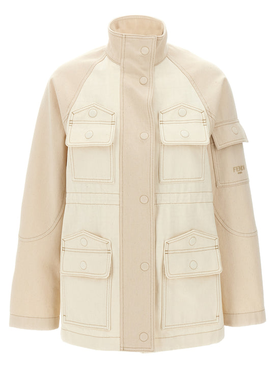 Denim Parka Puffer Jackets Beige