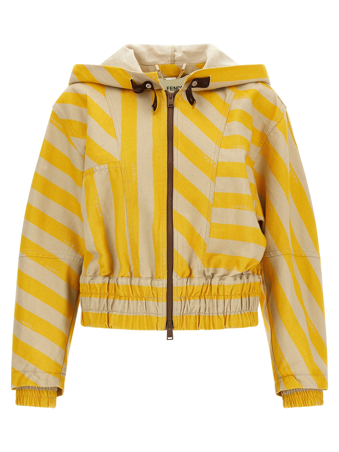 Fendi Pequin Striped Jacket Puffer Jackets - Yellow | ea423f495d6f26d00649b53d0f0d102caeb5fbe6