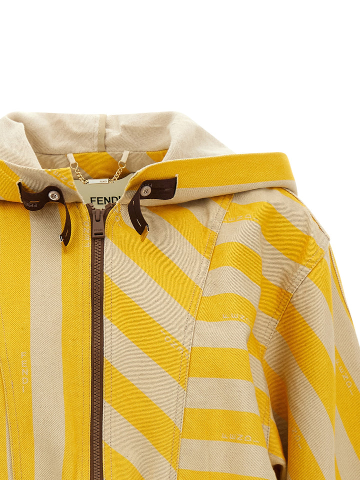 Fendi Pequin Striped Jacket Puffer Jackets - Yellow | 16d4c6155cb4c71cd1724c1e4acb6638e830e254