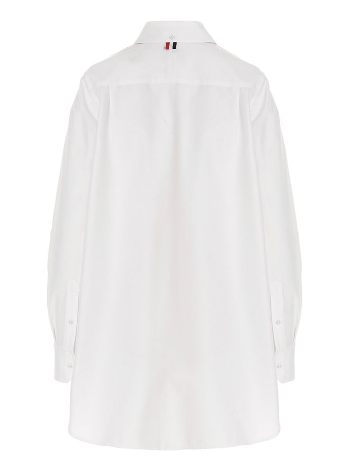 Thom Browne Logo Pussy Bow Blouse Shirt and Blouse - White | 25ec79dae1c4583a11e33ebb540bfd4ef5e6d1e8