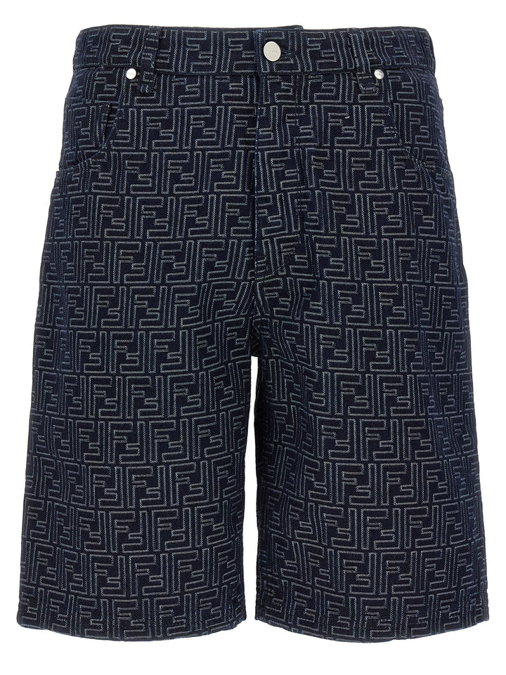 Fendi Bermuda Jeans Jacquard Ff Bermuda and Short - Blue | d272e8e8bfd33066a5dd3047094b97740aac293b