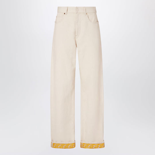 Beige Denim Trousers