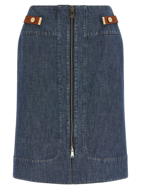 Chambray Denim Skirt Skirts Blue
