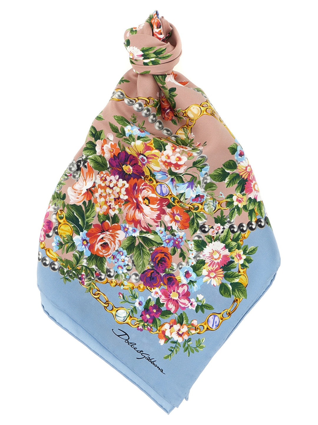 Dolce & Gabbana Mazzolini Di Fiori Scarves and Foulards - Light Blue | 89863817e22b4f323b5dfb33d88f1d24454224aa