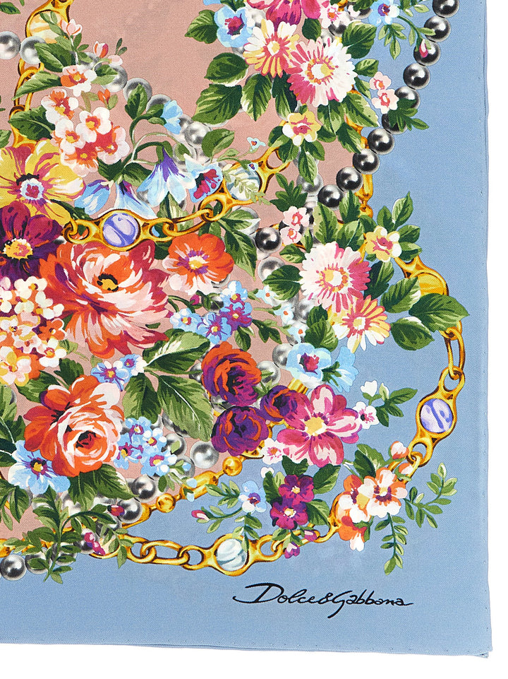 Dolce & Gabbana Mazzolini Di Fiori Scarves and Foulards - Light Blue | 3c6ff36b504f7fa808b6237578ebcf37491bc4d5
