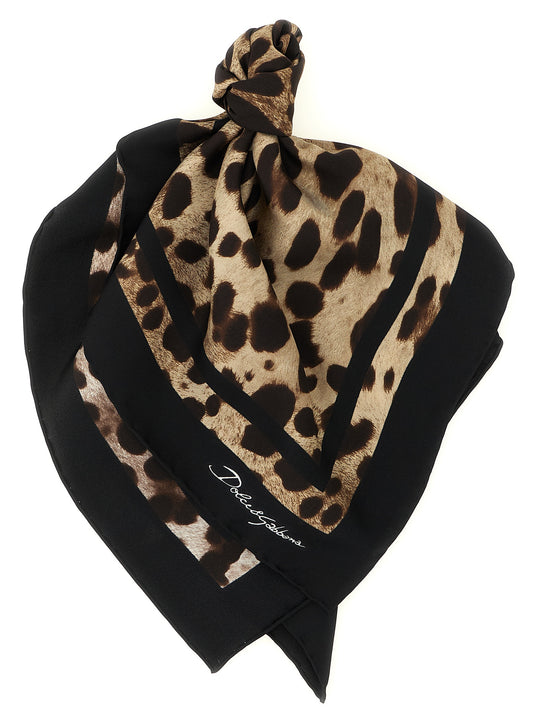 Leopard-Print Scarf Scarves And Foulards Brown