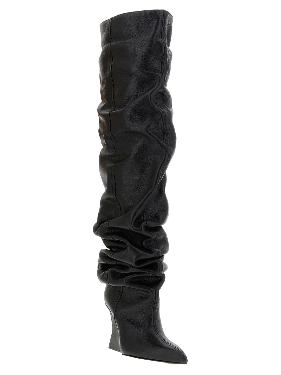 Balmain Cuissardes Leather Boots and Ankle Boots - Black | 75db2d0617bf4b5a4260d93ffb7059ee213d637c