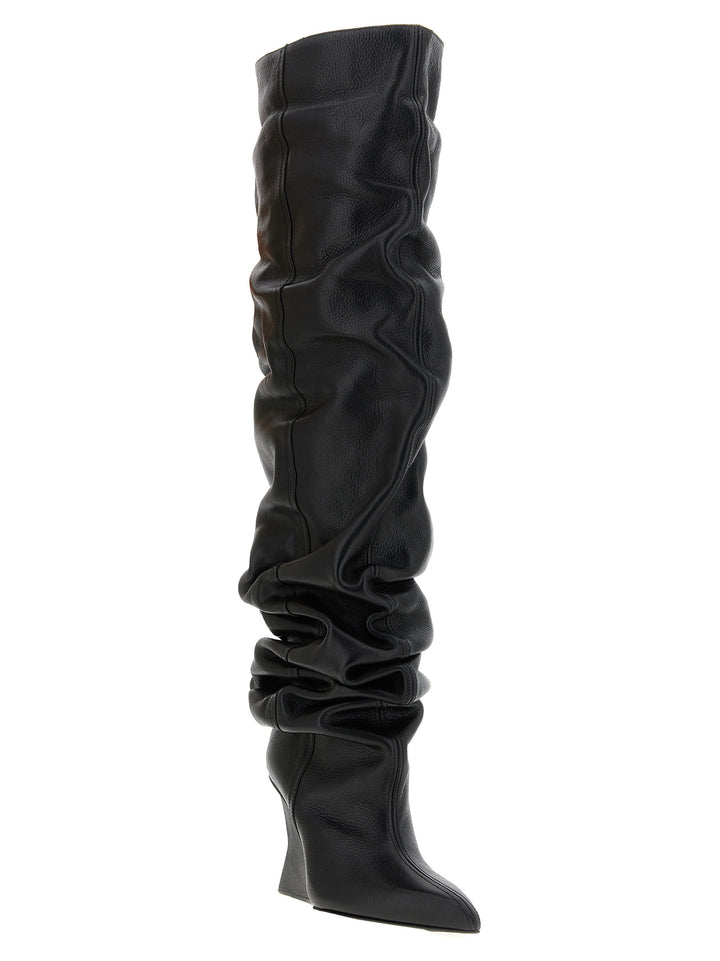 Balmain Cuissardes Leather Boots and Ankle Boots - Black | 75db2d0617bf4b5a4260d93ffb7059ee213d637c