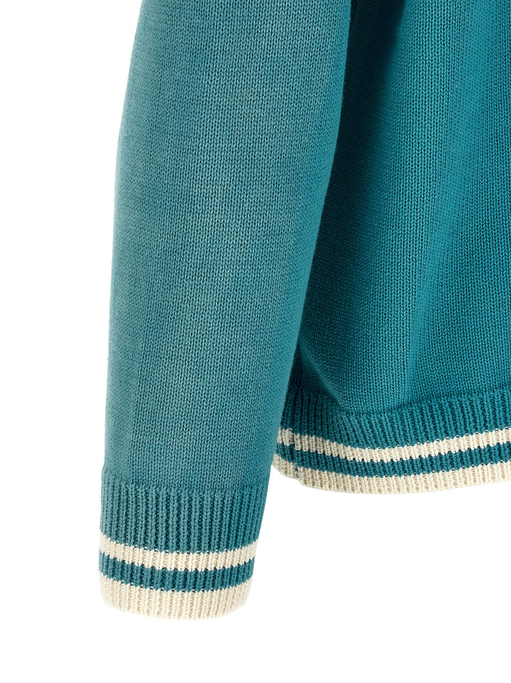 Found Fin Varsity Sweaters and Cardigans - Blue | d984ae12e0584f4b6d4c96ec16fdfb36502c02cf