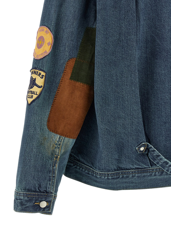 Found Patchwork Puffer Jackets - Blue | dcfa24b23f1cc5640d1d3fd14f95601b6ec02347