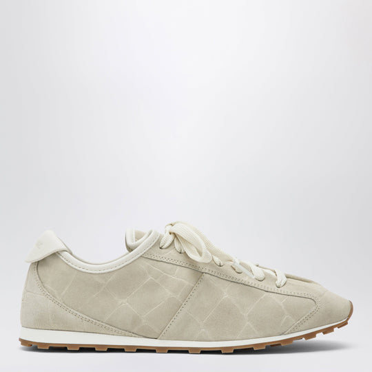 Tennis Sneakers In Embossed Suede In Ivory