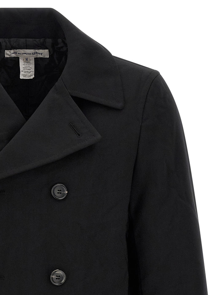 Comme Des GarçOns Shirt Double-Breasted Caban Coats and Trench Coats - Black | 65c067cf7f15666ba40585795d38cf0cb9e6bbec