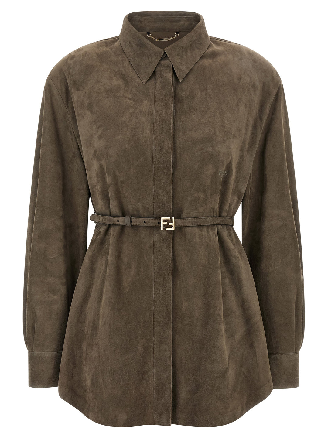 Fendi Suede Shirt Shirt and Blouse - Gray | 1d613e32aa5402fd10e37cbbbee6af4a317cd7a9
