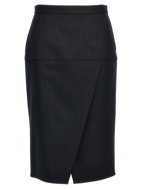 Pinstriped Wool Skirt Skirts Gray