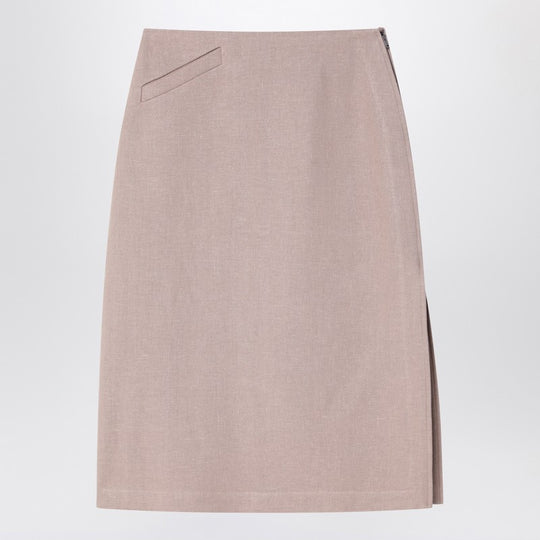 Linen Beige Longuette Skirt