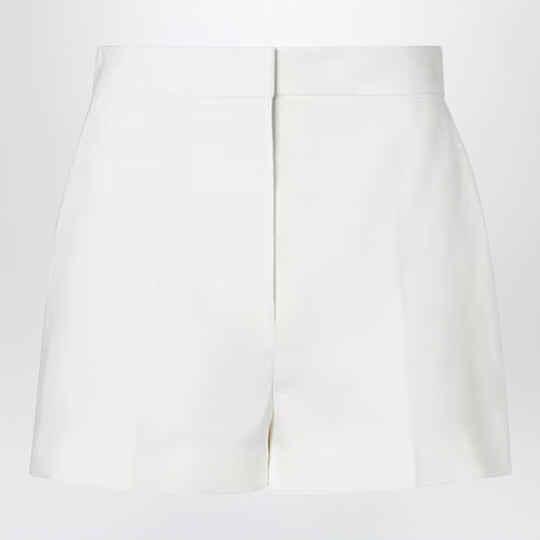 White Linen And Cotton Shorts