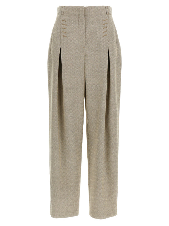 Micro Check Trousers Pants Beige