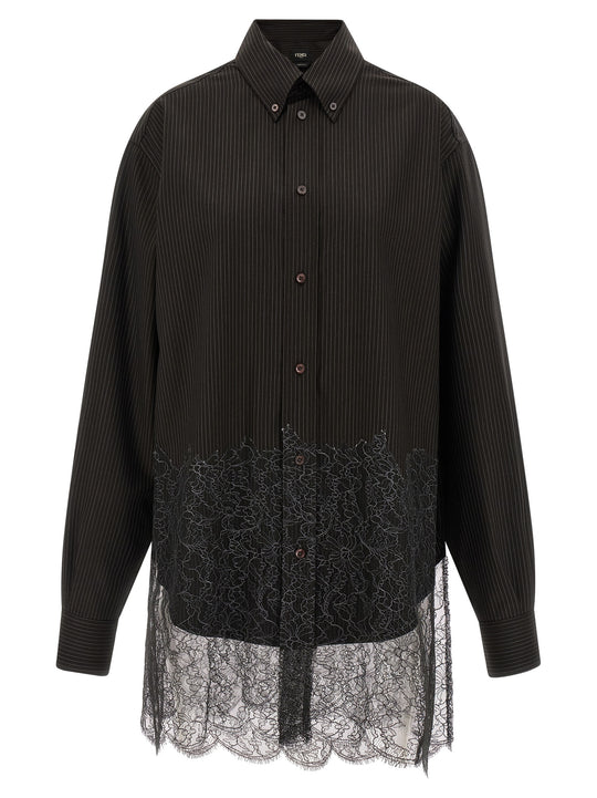 Wool And Lace Shirt Shirt And Blouse Brown