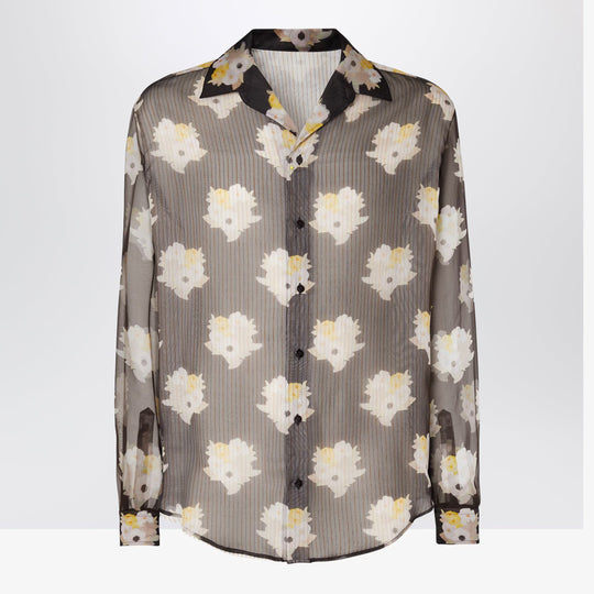 Printed Black Organza Shirt