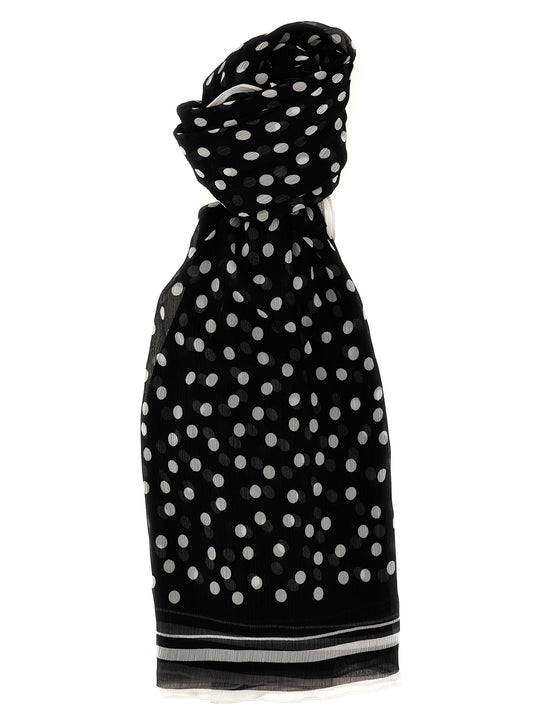 Polka Dot Chiffon Scarf Scarves And Foulards White/Black