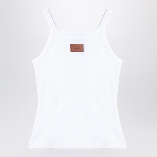 White Top With Logo Patch