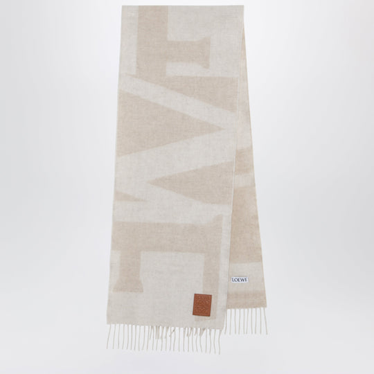 Two-Tone Beige Jacquard Cashmere Scarf