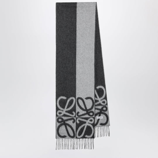 Bicolour Anagram Jacquard Wool-Cashmere Scarf In Grey