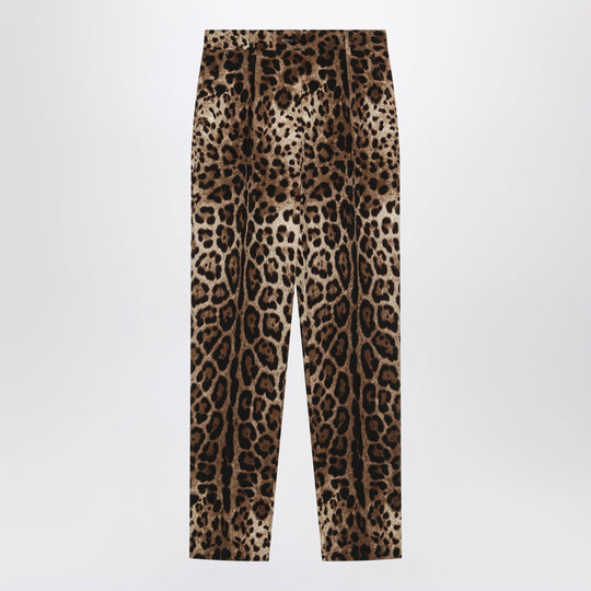 Leopard-Print Stretch Wool Canvas Pants