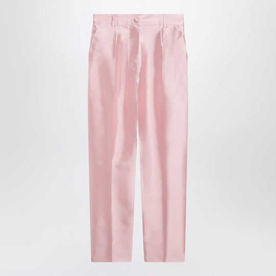 Silk Shantung Cigarette Trousers In Candy Pink