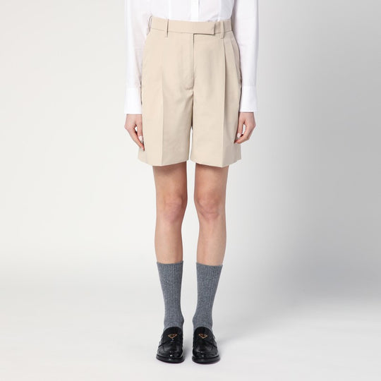 Khaki Bermuda Shorts In Cotton Blend