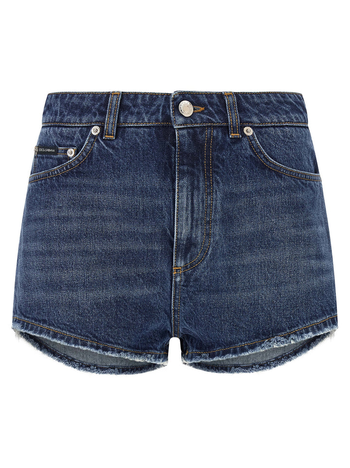 Dolce & Gabbana Logo Plate Shorts Bermuda and Short - Blue | 55582a35e528fdf78da9ac21a4e38aff0b6ca1fa