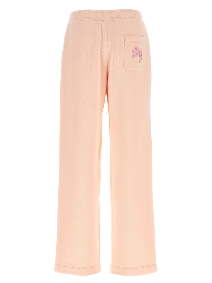 Dolce & Gabbana Logo Embroidery Joggers Pants - Pink | 27cd09631206b4dd2afb3ce83827cc391ada9852