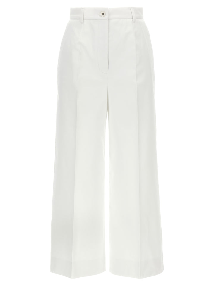 Dolce & Gabbana High Waist Cotton Pants - White | f11599c12adba9f040efa0db1b6861560eafa4ab