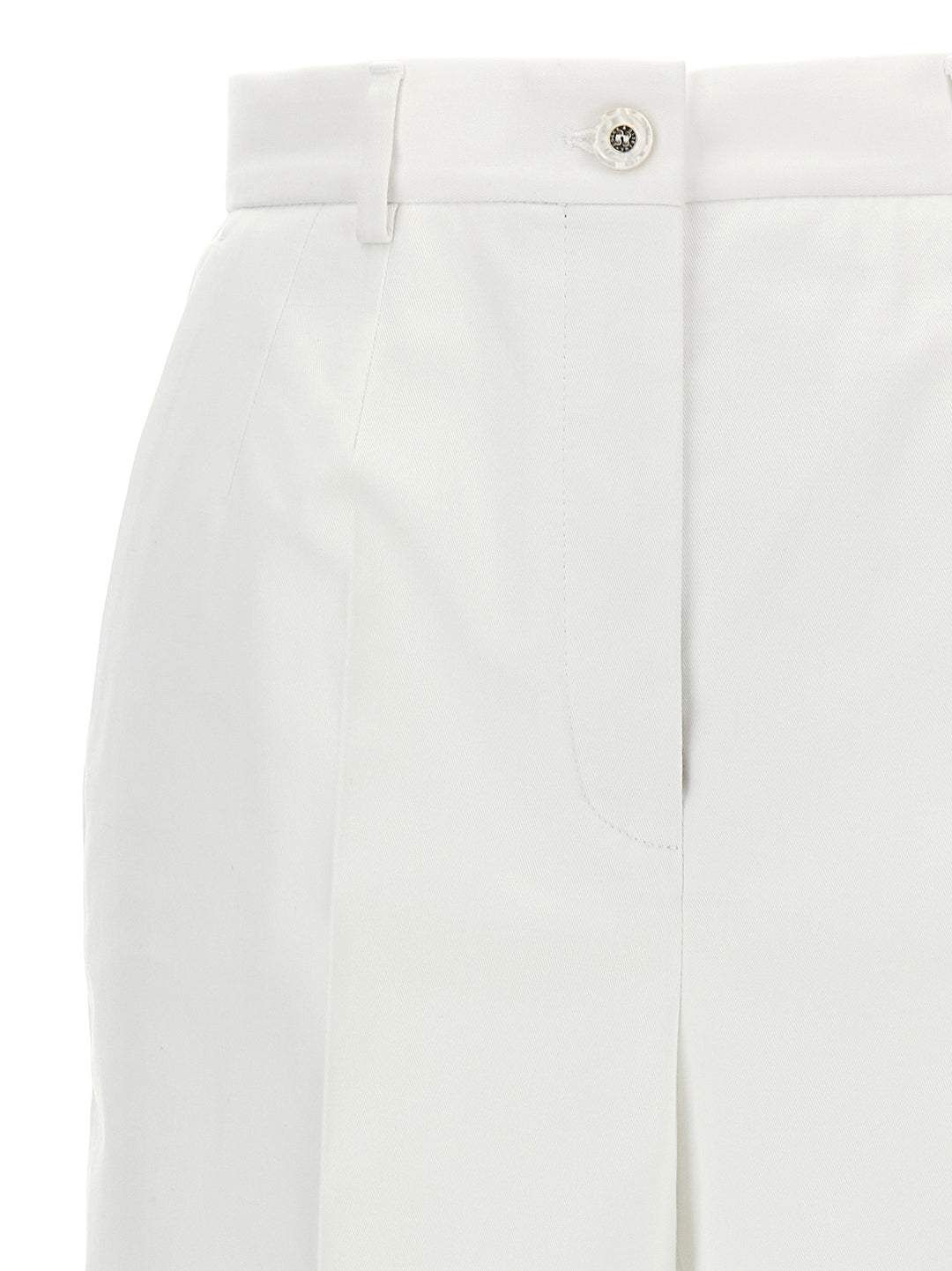 Dolce & Gabbana High Waist Cotton Pants - White | 9db6e94c2dacd736d23932e9be44007ee0fcc508