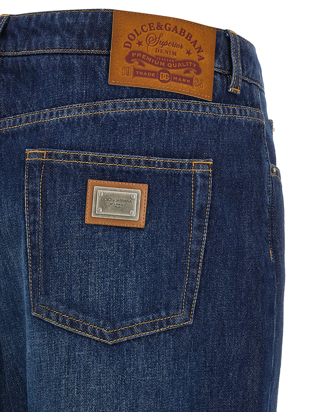 Dolce & Gabbana Stretched Pleated Trompe L'oeil Jeans - Blue | 0bc37ea87fd4c66f00f47faf64ba4693def6e110