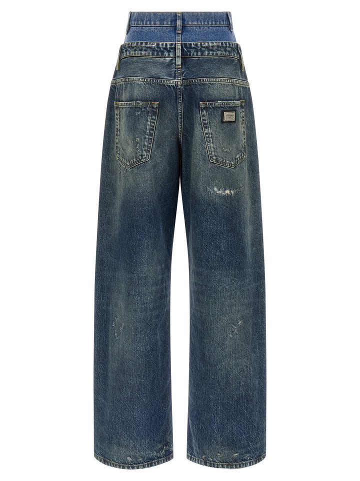 Dolce & Gabbana Double Layer Jeans - Blue | e4189a63cb23fbf4d2da04296de7e68f41eb37d1