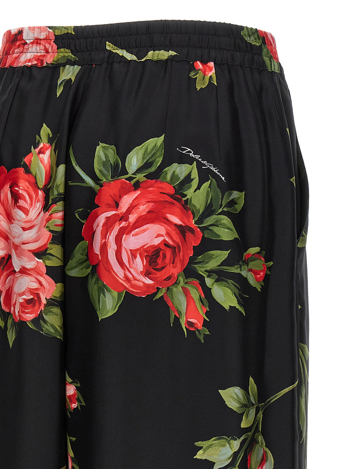 Dolce & Gabbana Bouquet Rose Pants - Black | 923ebdffeaf457d4576645c40566dad1db6a9432