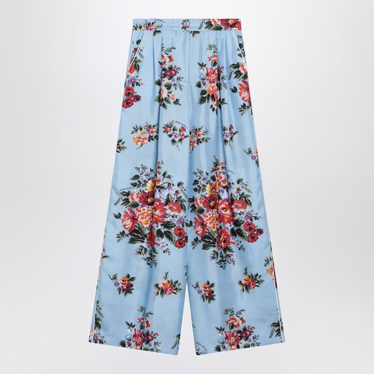 Silk Twill Trousers With Floral Print