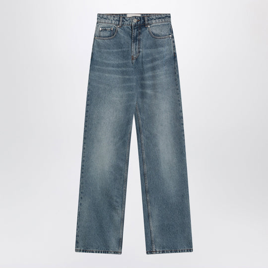 Wide-Leg Jeans In Washed Indigo Denim