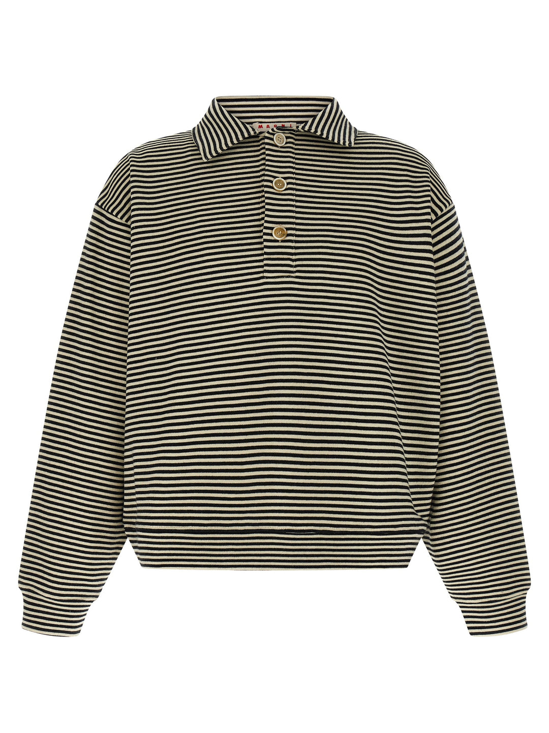 Marni Striped Polo Sweatshirt - Black | d41410b5fb47cfcde3d6623e9482eff6c3be1f0e