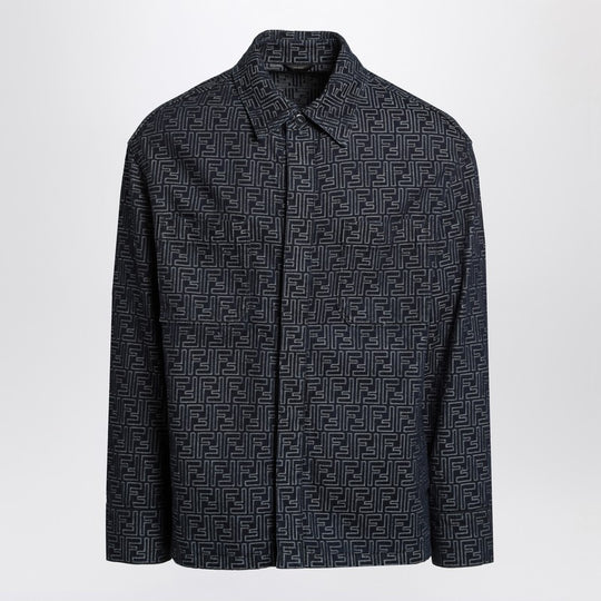 Indigo Blue Jacket With Ff Jacquard