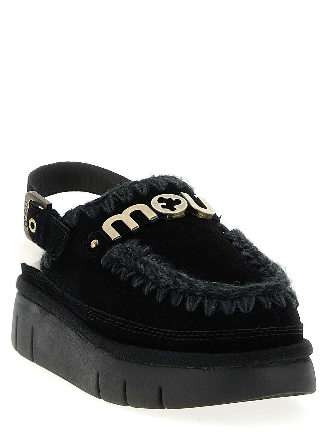 Mou Bounce Clog Back Strap Flat shoes - Black | e3235fb2d8d730bbcc4fecb7632ab77d89a6d491