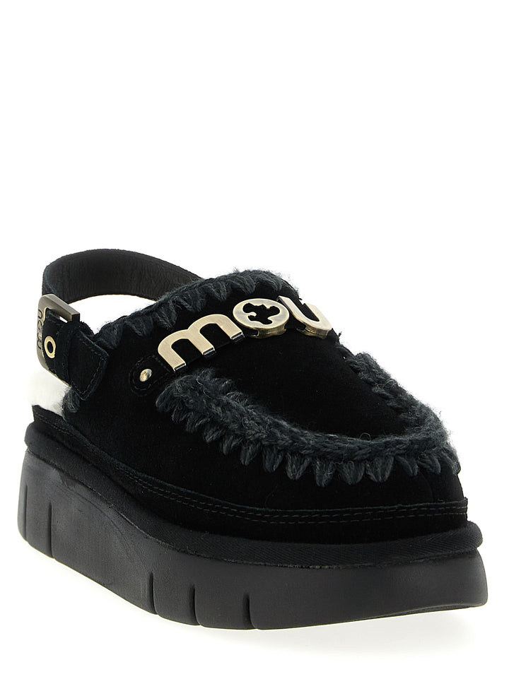 Mou Bounce Clog Back Strap Flat shoes - Black | e3235fb2d8d730bbcc4fecb7632ab77d89a6d491