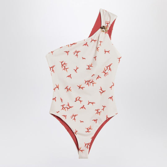 One-Shoulder Swimming Costume With Coral