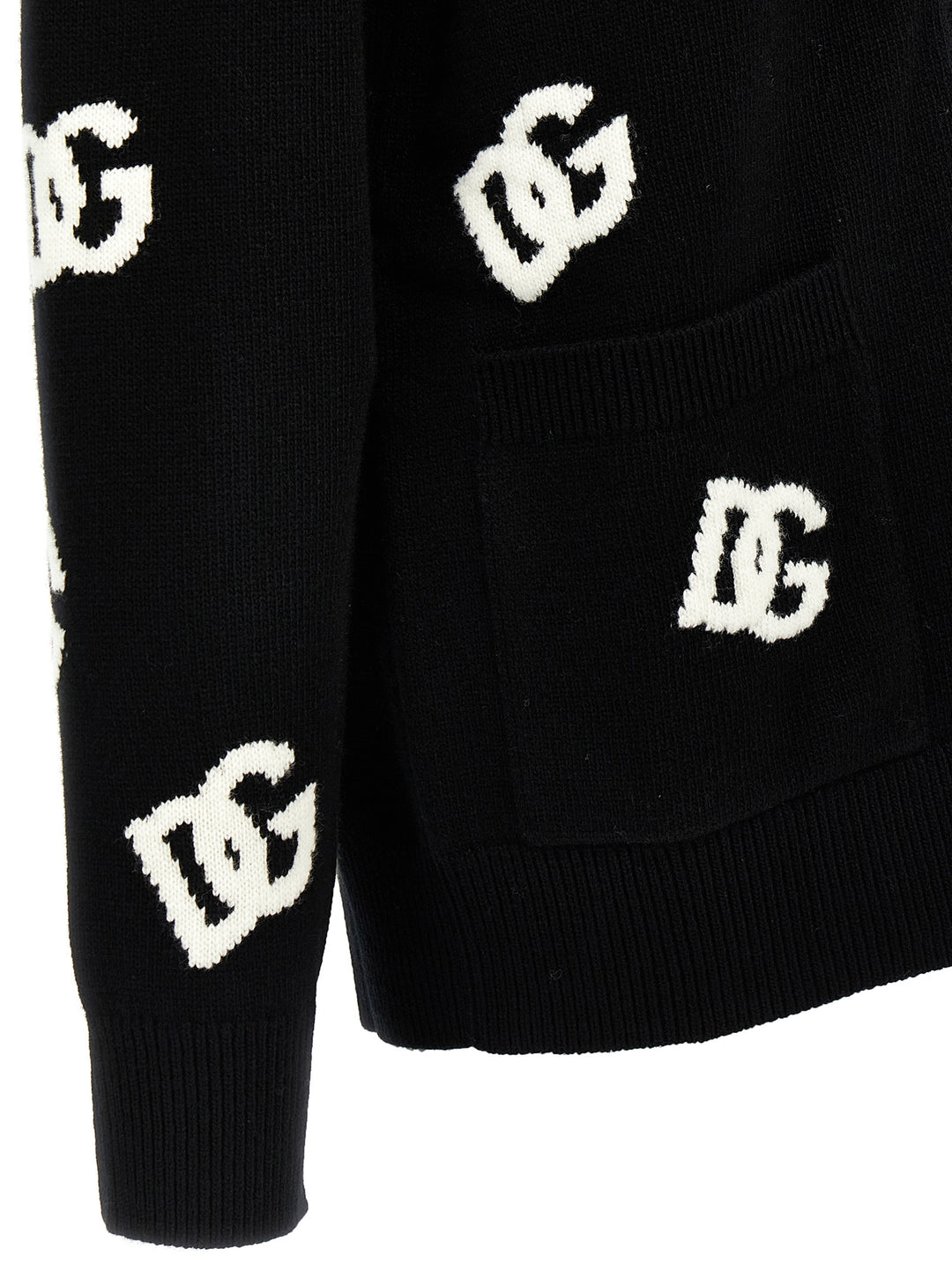 Dolce & Gabbana Jacquard Logo Cardigan Sweaters and Cardigans - White/Black | 869c4797d649579e79a398a4b7ef8ea7257d6c67