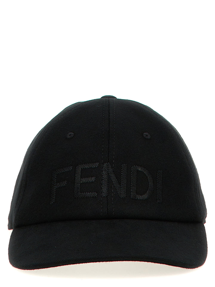 Fendi Logo Cap Hats - Black | ee36ce8eb054cfcfcdd016438e4b0283a8757cff