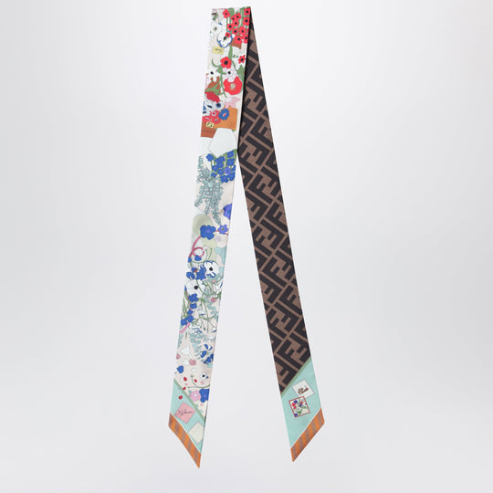 Wrappy Bandeau In Green Multicolour Silk